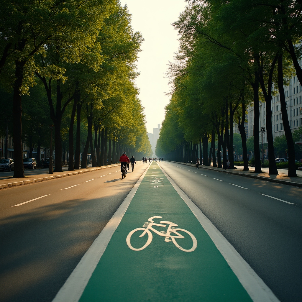 Pistă de biciclete pe un bulevard din București