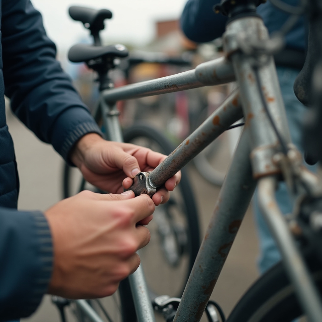 Inspecție bicicletă second-hand la cumpărare, verificare cadru